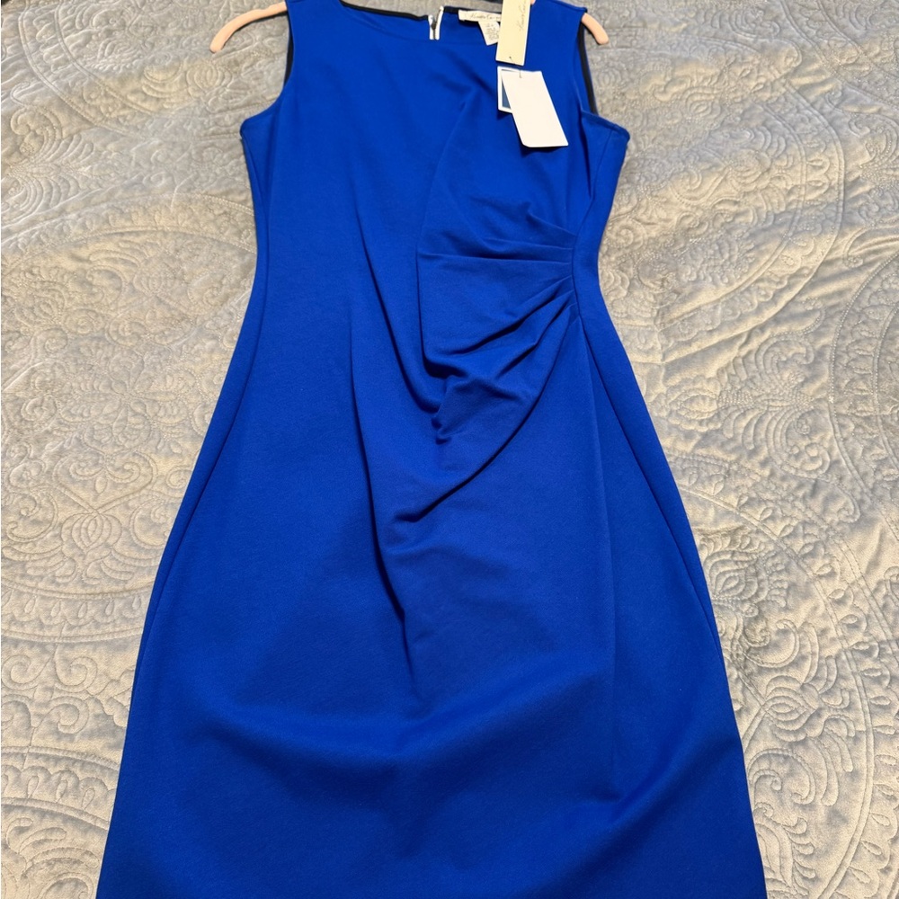 Elegant Blue Sleeveless Dress by Kenneth Cole (zipper down the back)